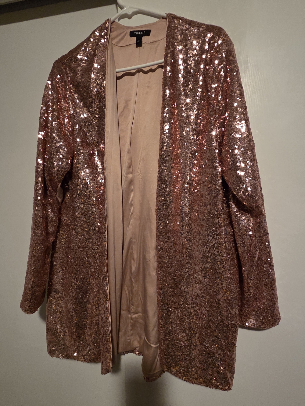 torrid Rose Gold Sequin Open Blazer